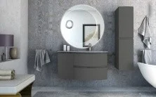 Cezares Тумба подвесная с раковиной VAGUE 104 Grigio Talpa Opaco, правосторонняя, серая 54905