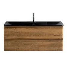 BelBagno Тумба с раковиной ALBANO 120 см, подвесная Rovere Rustico, чёрная раковина