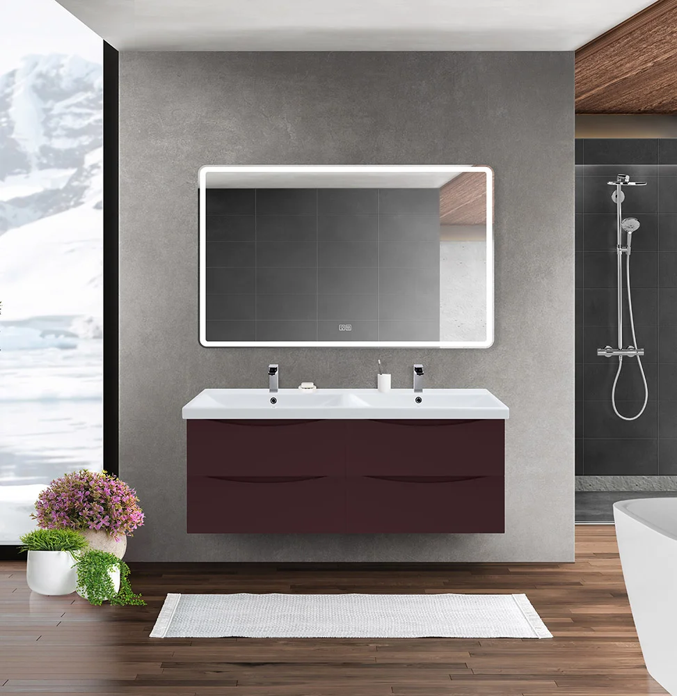 Приобрести belbagno тумба с раковиной marino-cer 120 см, подвесная с ящиками bordo lucido, белая раковина