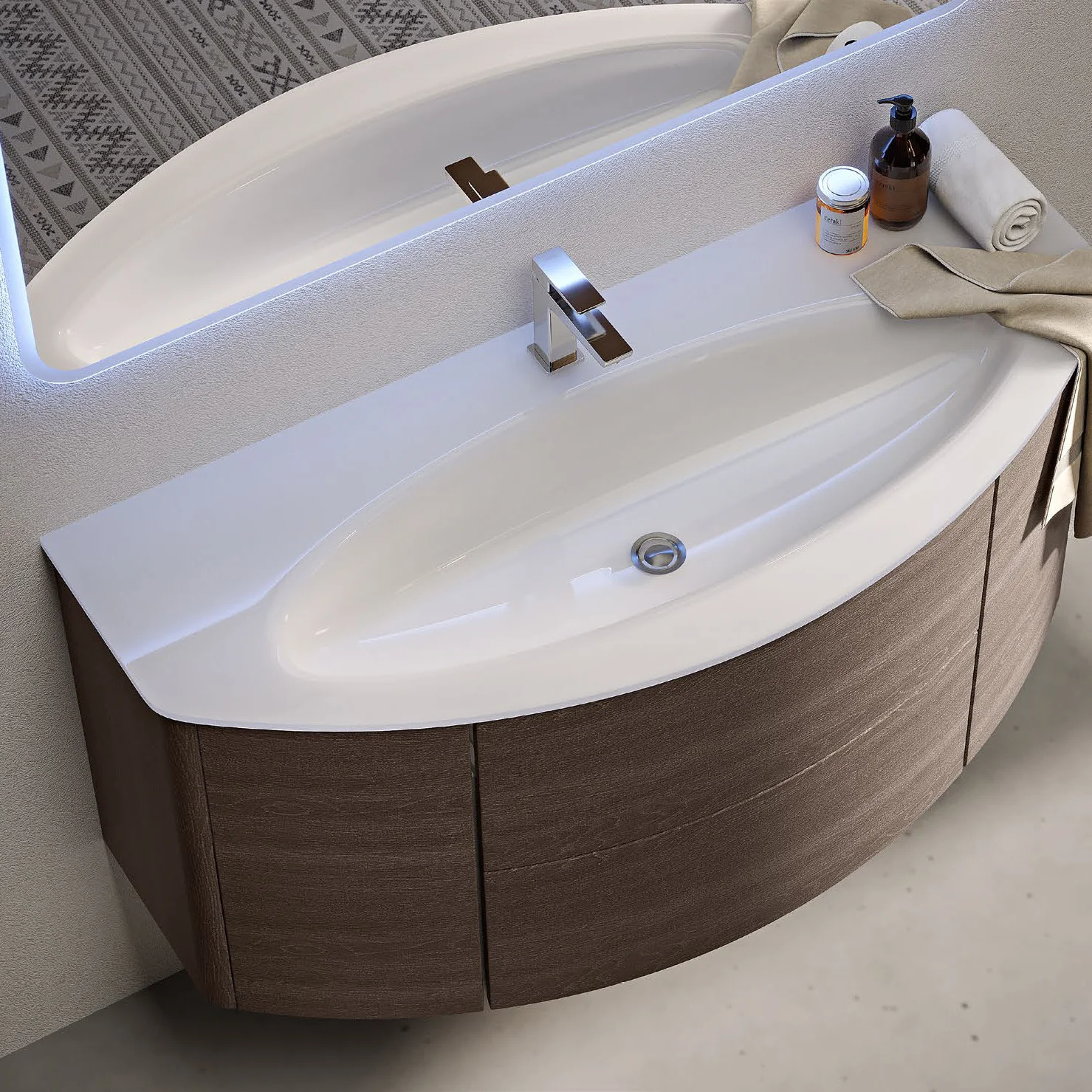 Приобрести cezares тумба подвесная с раковиной eden 121 см rovere scuro soft, коричневая 54408