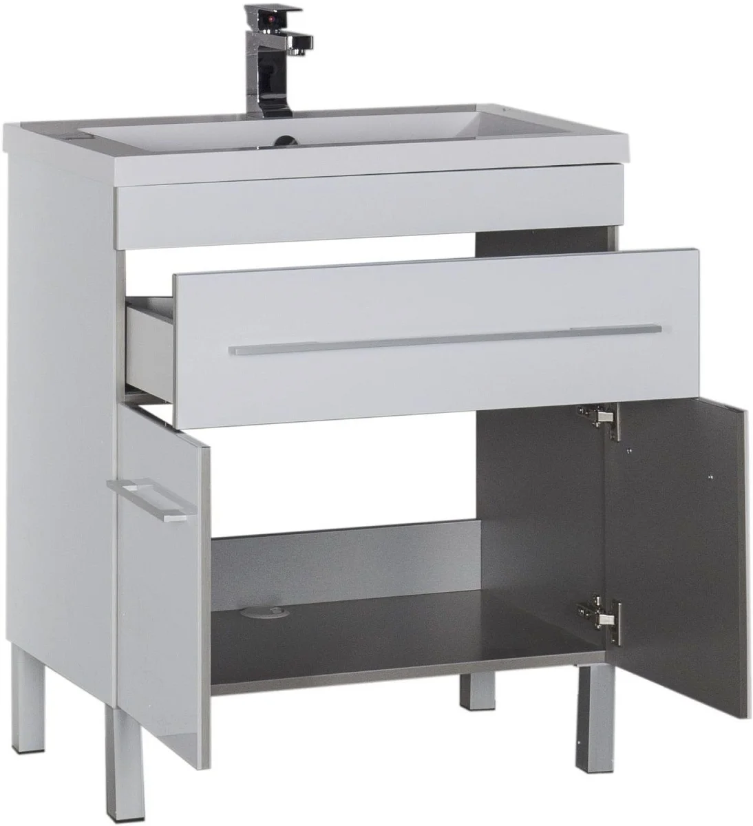 Приобрести aquanet тумба с раковиной верона 75 см, белая (напольная 1 ящик 2 дверцы)