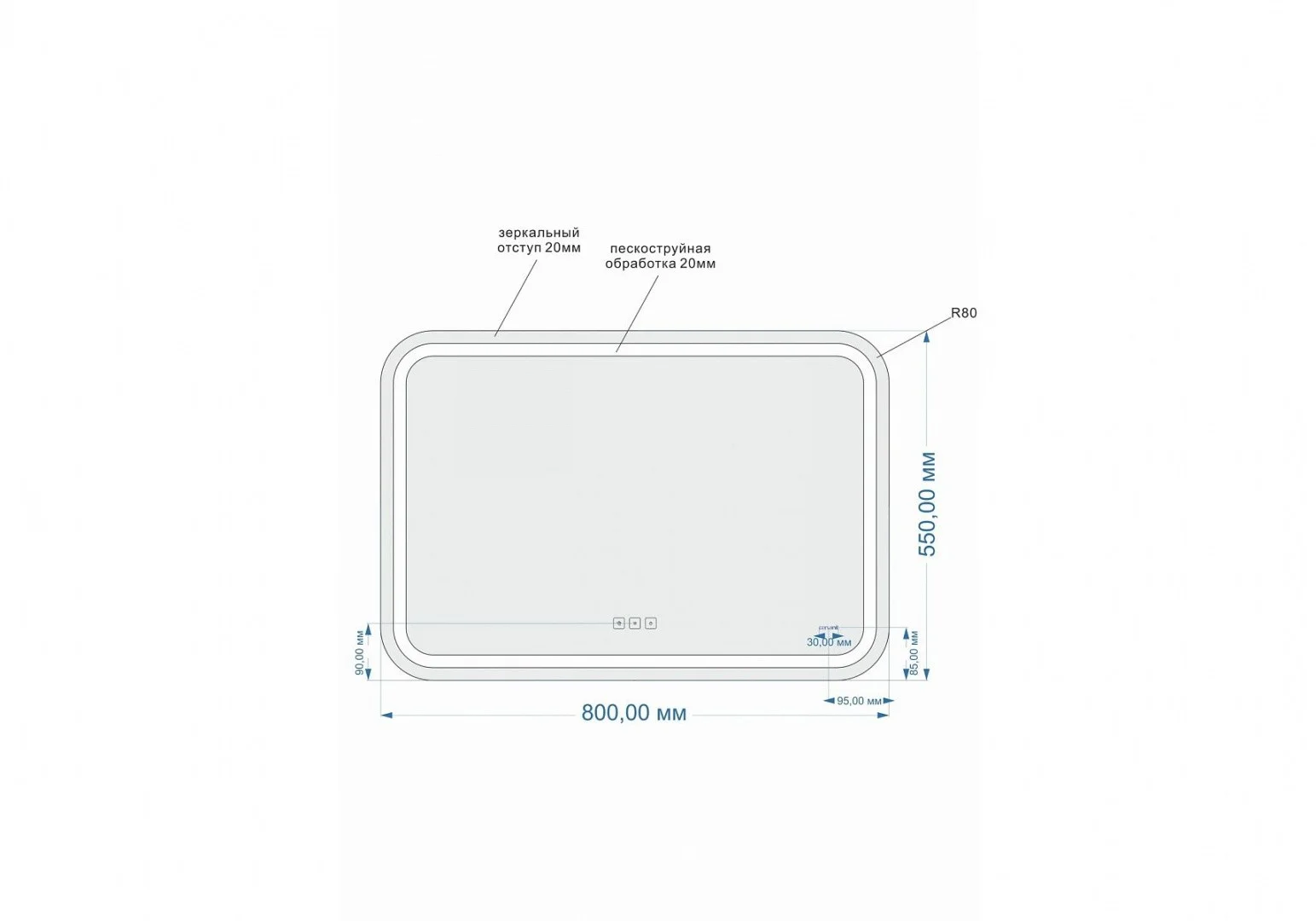 Приобрести зеркало cersanit design pro 051 led 80 см, lu-led051*80-p-os