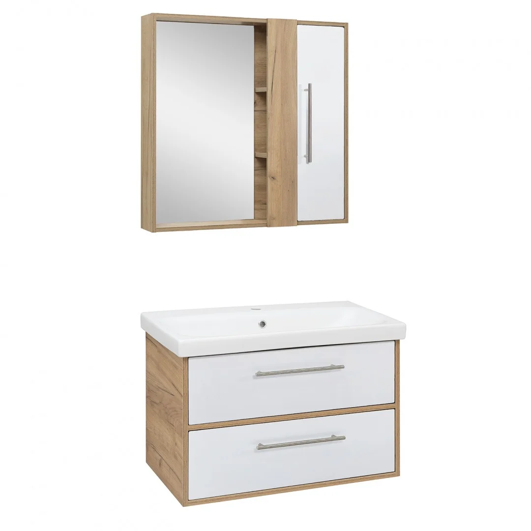 Приобрести aqua de marco тумба подвесная с раковиной melbourne 80 cм. дуб-белый