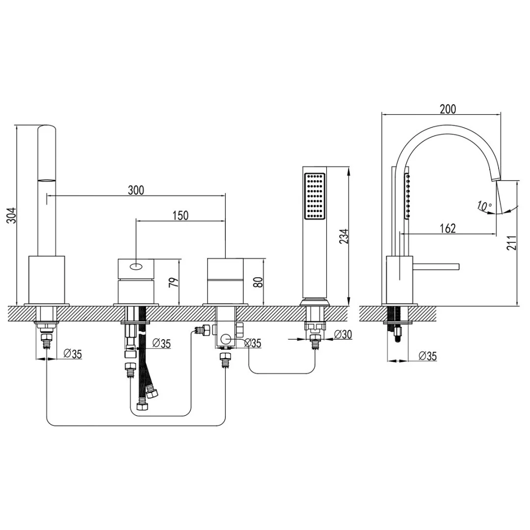 Приобрести azario смеситель на борт ванны delicate, 4 -отверстия, хром az-qa28173c-1381ac