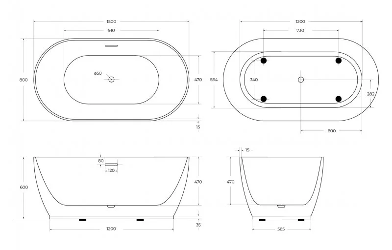 Приобрести belbagno акриловая ванна150х80 см, отдельно стоящая, белая bb413-1500-800