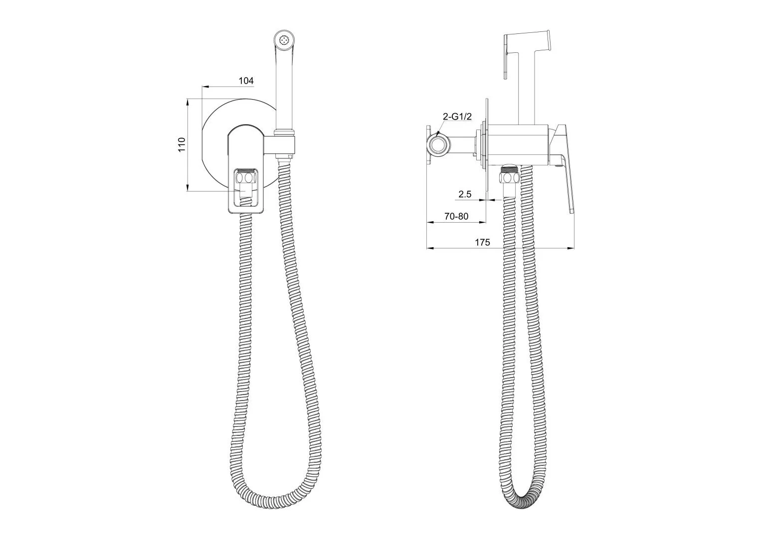 Приобрести смеситель с гигиеническим душем встраиваемый wonzon & woghand frame, хром (ww-88829010-cr)