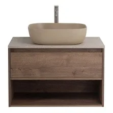 BelBagno Тумба со столешницей KRAFT 80 см с ящиком и полкой, подвесная Rovere Tabacco