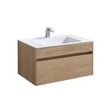 Vincea Тумба подвесная Chiara 80 см, дуб натуральный с белой раковиной VMC-2C800NO;VCB-13800W