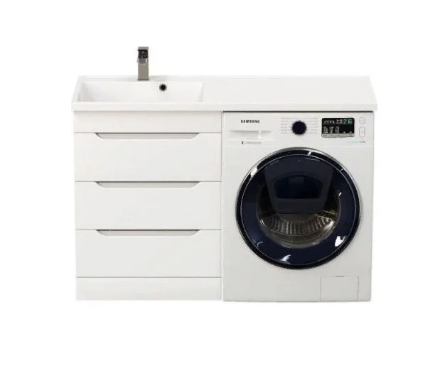 Приобрести mirsant тумба напольная soho quadro с раковиной столешницей fly 2 120 см под стиральную машину, левая ут000077618