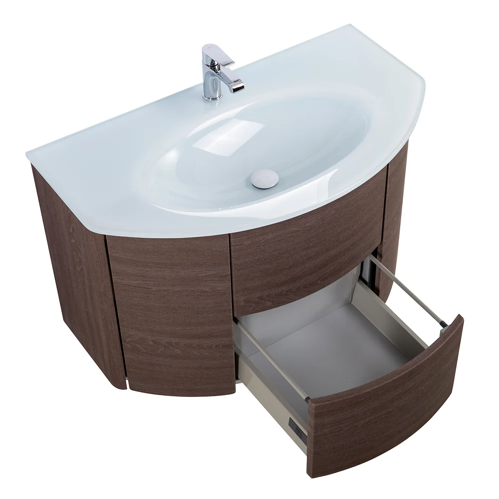 Приобрести cezares тумба подвесная с раковиной eden 91 см rovere scuro soft, стекло, коричневая 55070