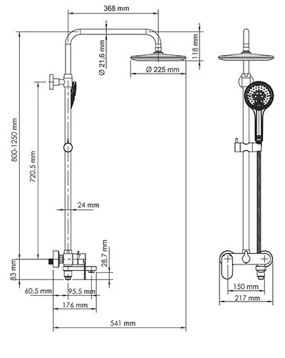 Приобрести wasserkraft душевая система abens a17401, матовый чёрный
