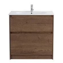 BelBagno Тумба с раковиной KRAFT 80 см, напольнаяная Rovere Tabacco, раковина LOV-800-LVB белая