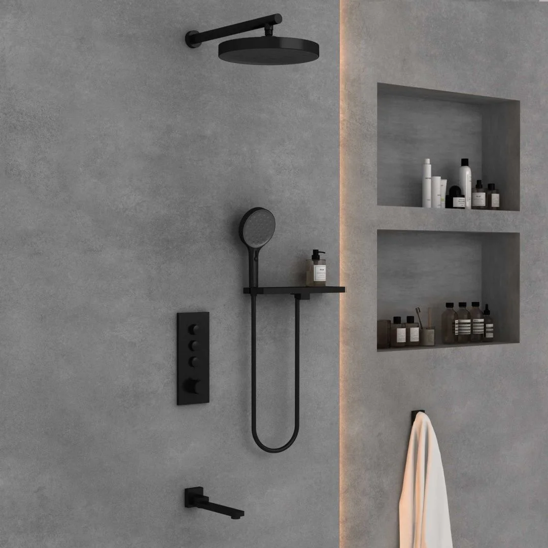 Приобрести vincea встраиваемая душевая система с термостатом, черная матовая vsfw-432t1mb