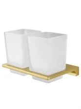 Два стакана для зубных щеток с держателем WONZON & WOGHAND ECLIPSE, Глянцевое золото (WW-9128-LG)