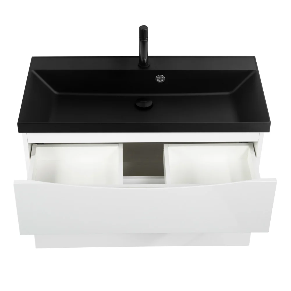 Приобрести belbagno тумба с раковиной marino-h60 80 см, подвесная bianco lucido, черная раковина