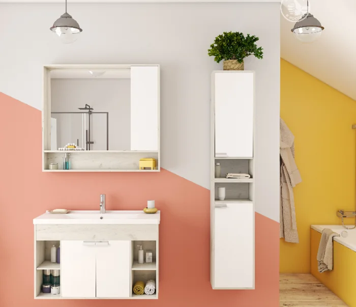 Приобрести тумба с раковиной акватон флай, подвесная, 100 см, белая, дуб крафт