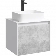 Тумба подвесная Aqwella со столешницей Mobi 60 см, Светлый бетон MOB0106W+MOB0706BS