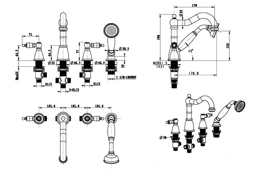 Приобрести boheme смеситель для ванны royale, врезной, хром 396-royal