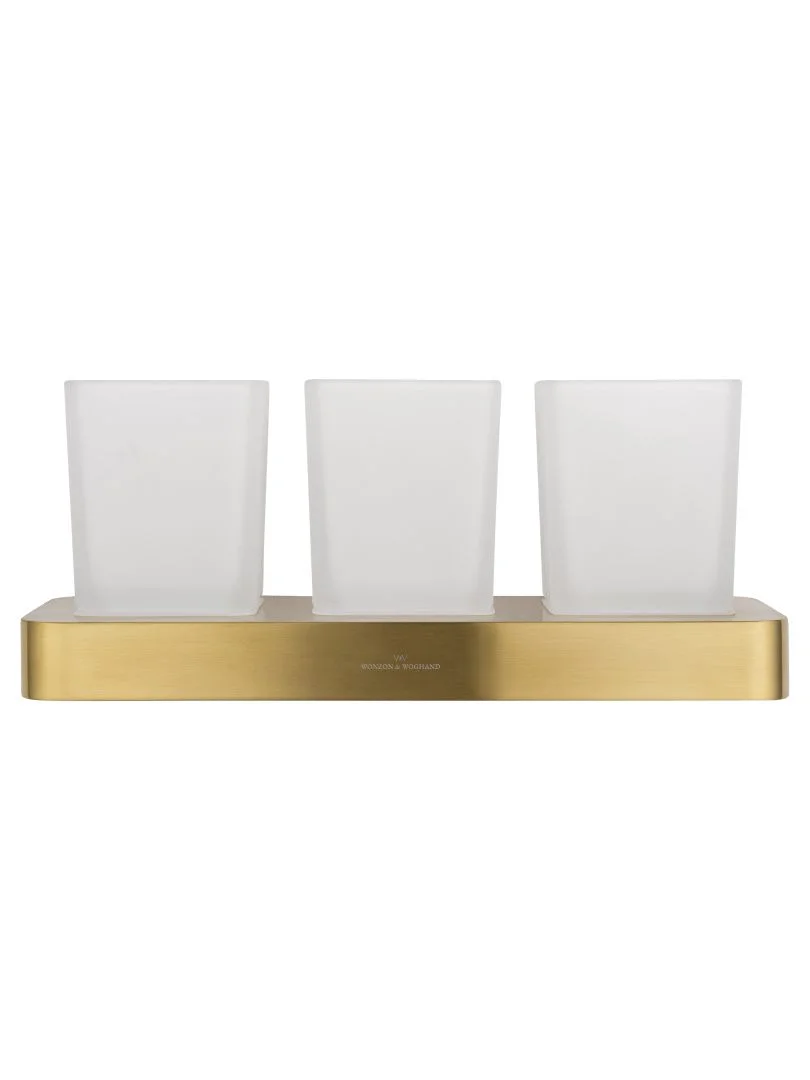 Приобрести три стакана для зубных щеток с держателем wonzon & woghand lotte, брашированное золото (ww-8338-bg)