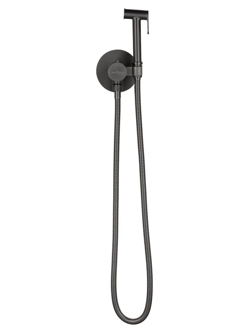 Приобрести смеситель с гигиеническим душем и термостатом встраиваемый wonzon & woghand, темный графит (ww-88829909-bgm)