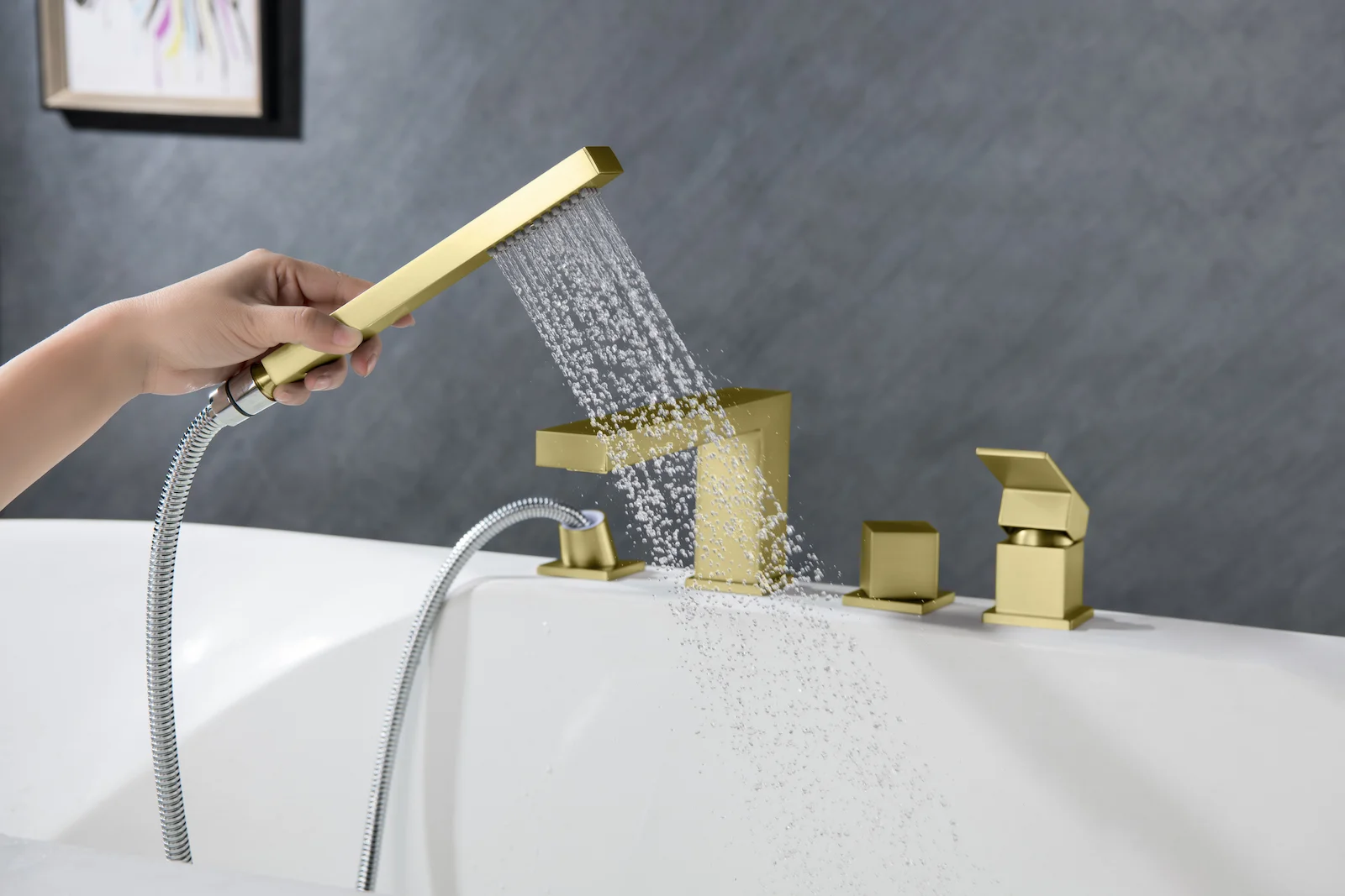 Приобрести смеситель для ванны с душем, врезной timo selene 2130/17y золото матовое