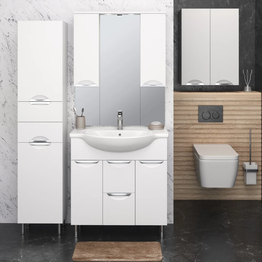 Приобрести aqua de marco тумба напольная с раковиной eleganse 80 см, белый\хром 2080cele