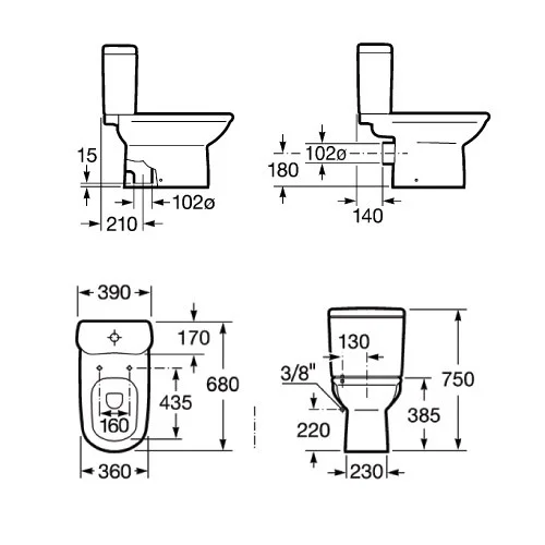Приобрести напольный унитаз-компакт roca giralda 7.3424.6.600.0; 7.3414.6.900.0