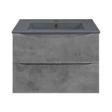 Vincea Тумба подвесная Mia 60 см, бетон с раковиной матовый антрацит VMC-2MC600BT;VBS-13960MA