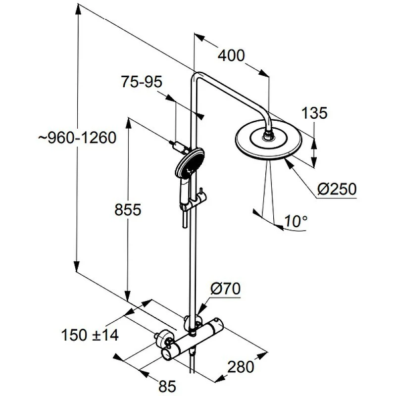 Приобрести kludi freshline dual shower system душевая система с термостатом, арт. 6709205-00