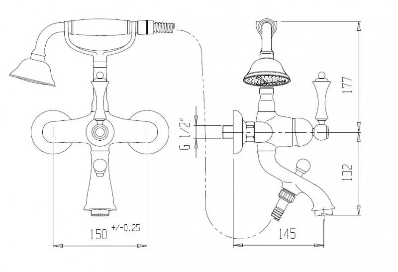 Приобрести cezares смеситель для ванны и душа atlantis-nostalgia, золото atlantis-nostalgia-vd-03/24