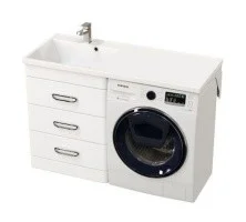 Mirsant Тумба напольная Fuji 120 см с раковиной столешницей Fly 2 120 см под стиральную машину, левая УТ000077620