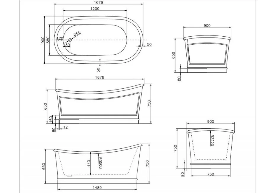 Приобрести ванна акриловая отдельностоящая belbagno 165х90 см, bb32-cf36
