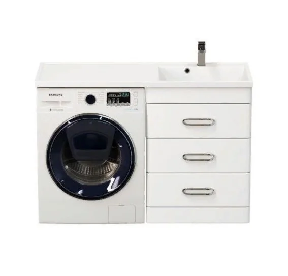 Приобрести mirsant тумба напольная fuji 120 см с раковиной столешницей fly 2 120 см под стиральную машину, правая ут000077621