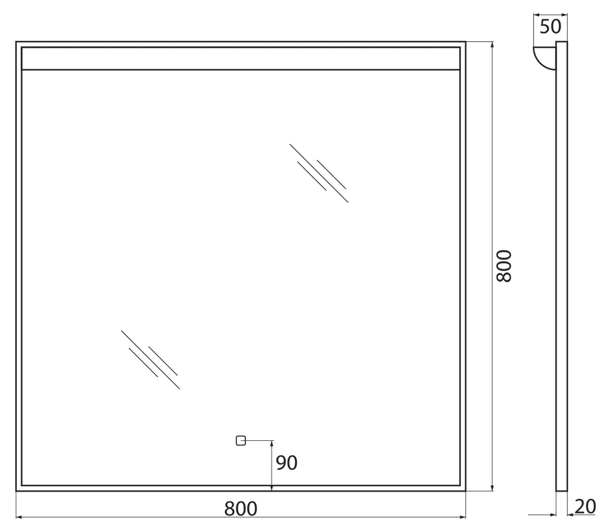 Приобрести belbagno зеркало 80х80 см spc-uno-800-800-tch