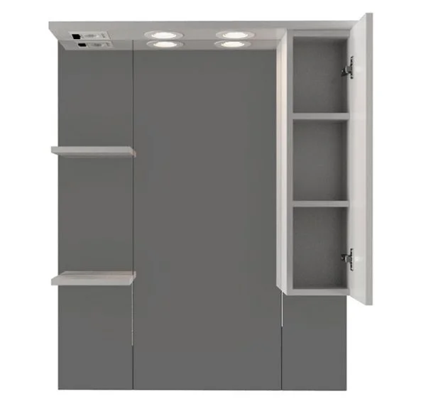 Приобрести mirsant зеркало шкаф сандра 80 см, с подсветкой, белый, правый ут000046037