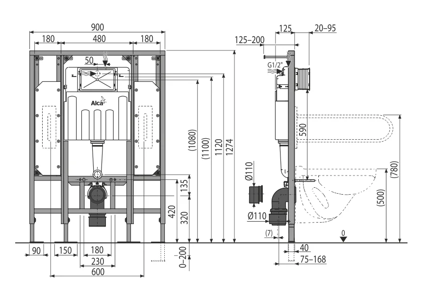 Приобрести инсталляция для подвесного унитаза alcaplast am101/1300h