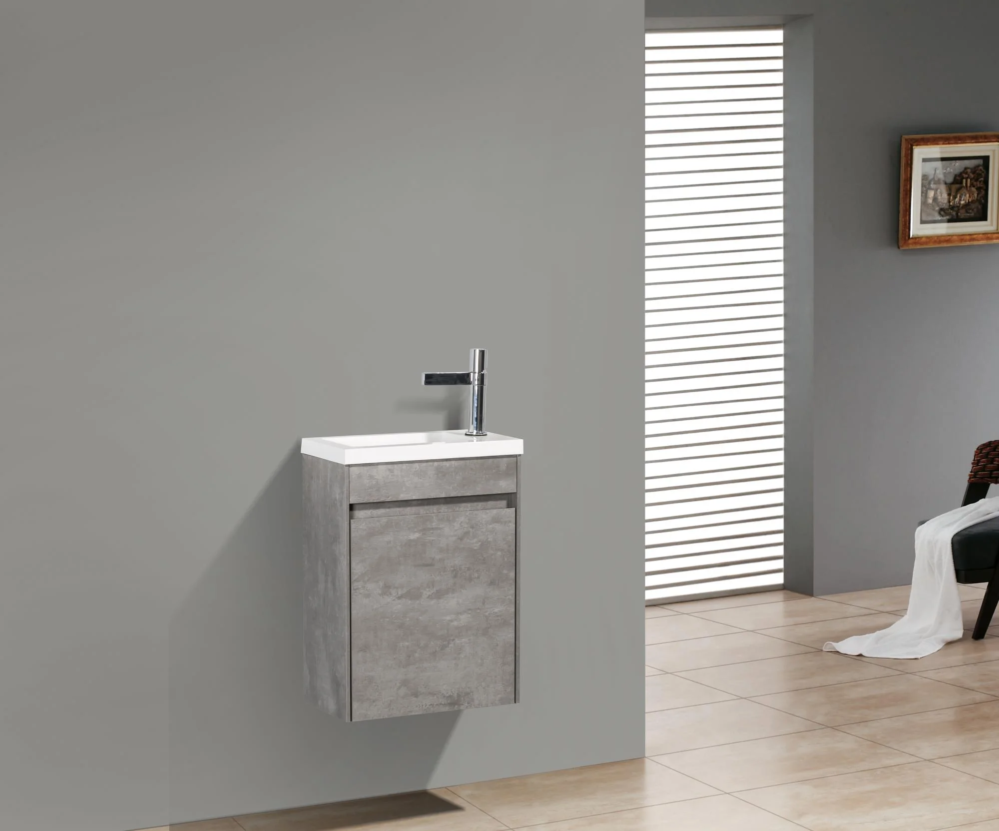 Приобрести belbagno тумба с раковиной pietra mini 40 см, подвесная с дверью 40-r stucco cemento, белая раковина