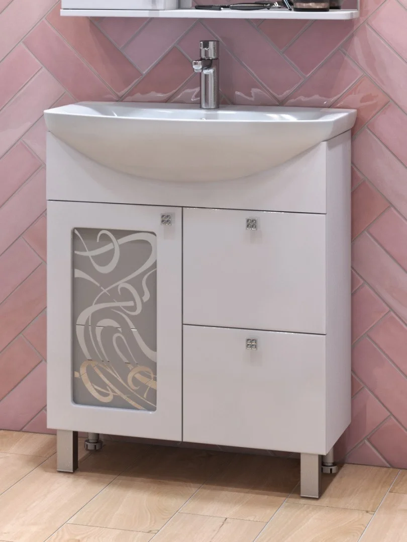 Приобрести vigo тумба с раковиной provans 70см, 1 дверца, 2 ящика, напольная, белая tn.pro.bal.70.1d.2y