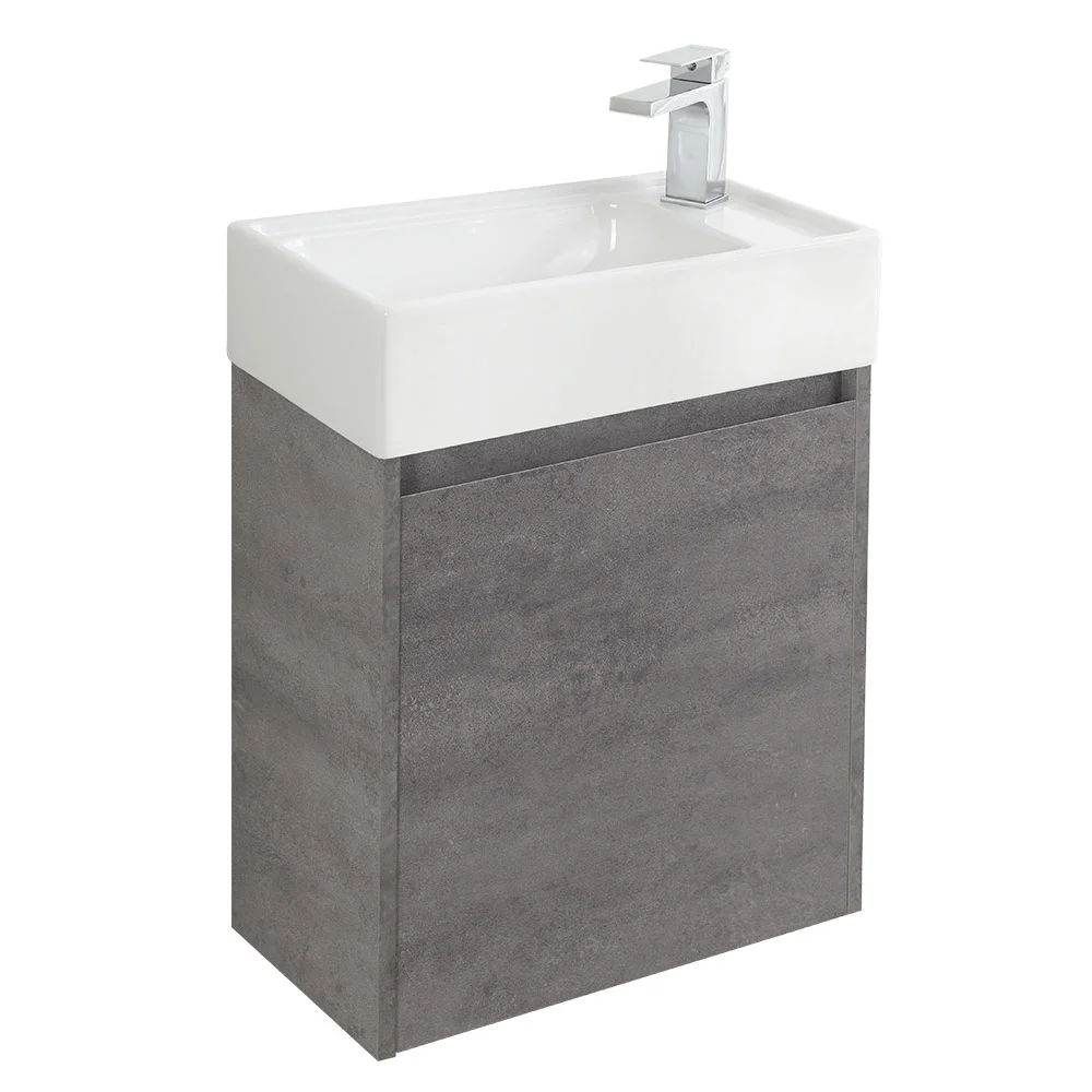Приобрести belbagno тумба с раковиной kraft mini 50 см, подвесная cemento grigio правосторонняя, белая раковина