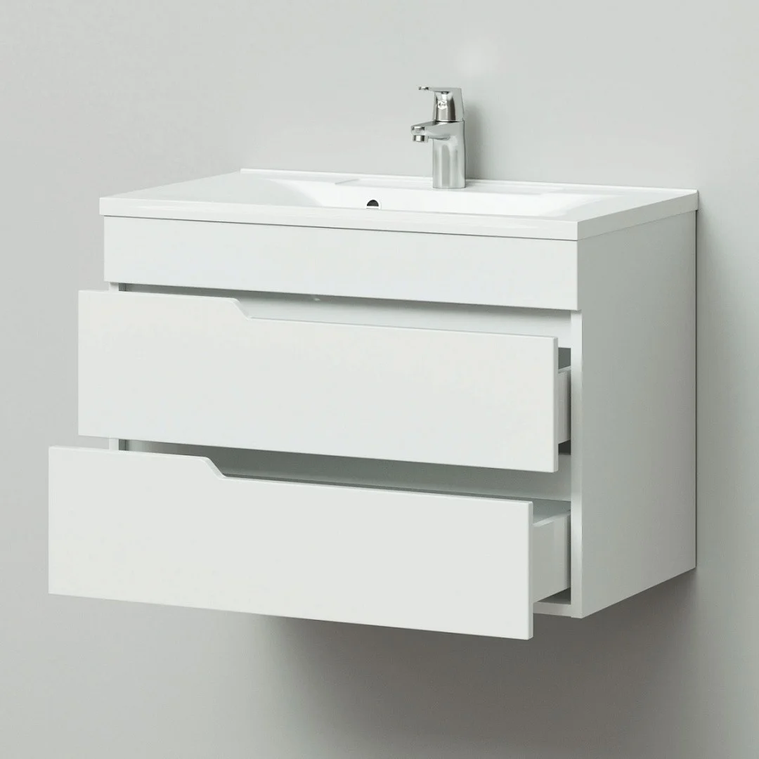 Приобрести тумба подвесная итана александра 75 с раковиной milen 75, белый глянец