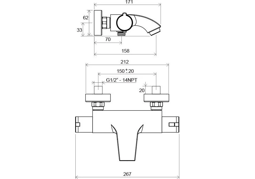Приобрести смеситель для ванны с термостатом ravak termo te 082.00/150 x070046