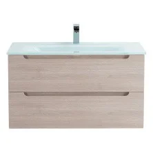 BelBagno Тумба с раковиной ETNA 100 см, подвесная Rovere Grigio, стеклянная раковина
