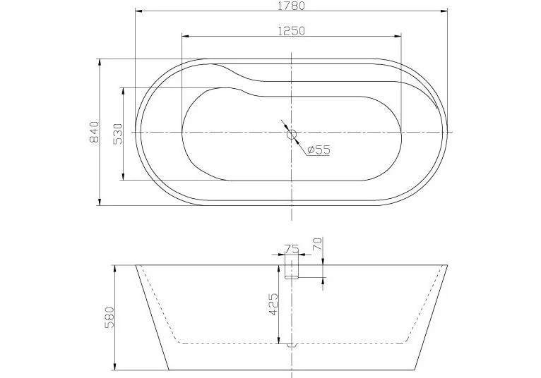 Приобрести ванна акриловая отдельностоящая belbagno 180х85 см, bb14