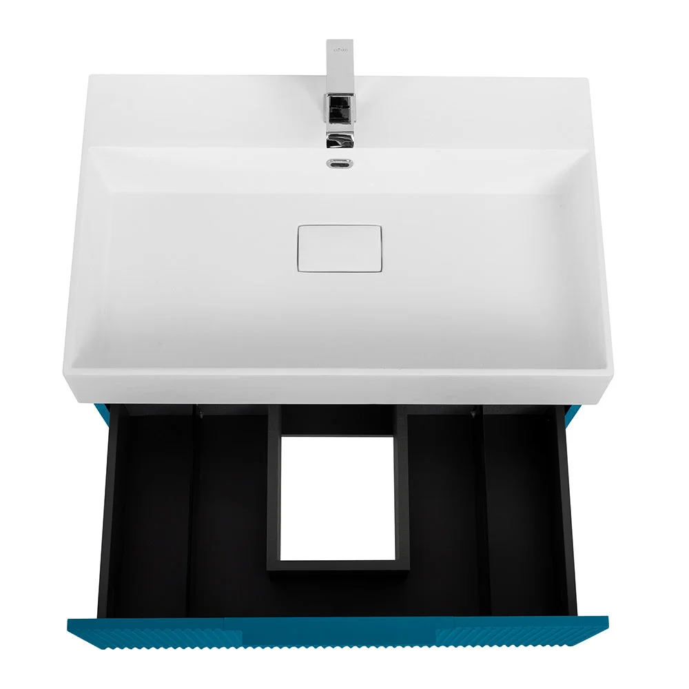 Приобрести cezares тумба подвесная с раковиной premium 70 см plisse blu petrolio, голубая 55418