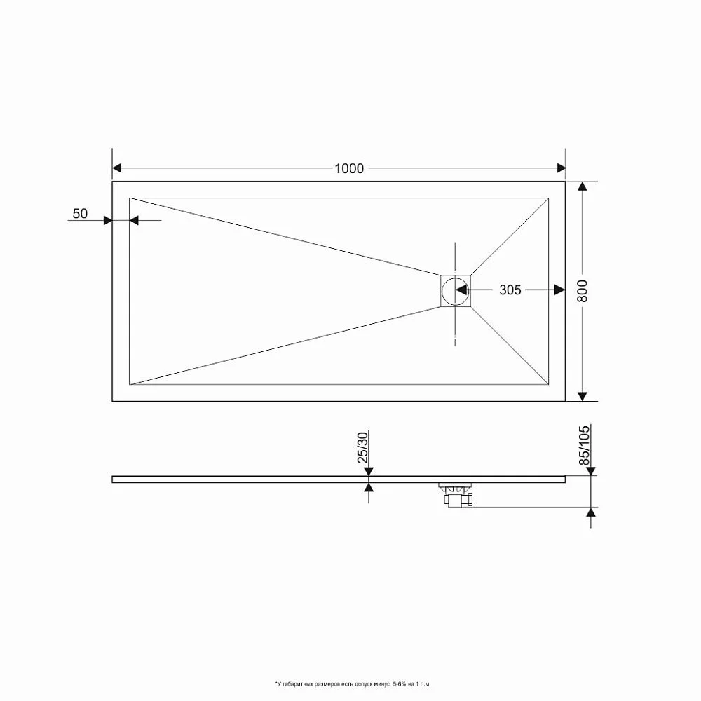 Приобрести grossman каменный душевой поддон strong 80x100 см, графит gr-s280100q