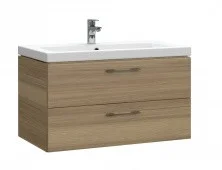 Тумба Cersanit Lara 80 см. подвесная с раковиной, 2 ящика, орех.