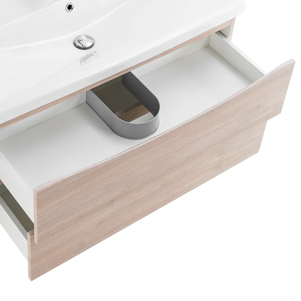 Приобрести belbagno тумба с раковиной marino-cer 100 см, подвесная rovere grigio, белая раковина