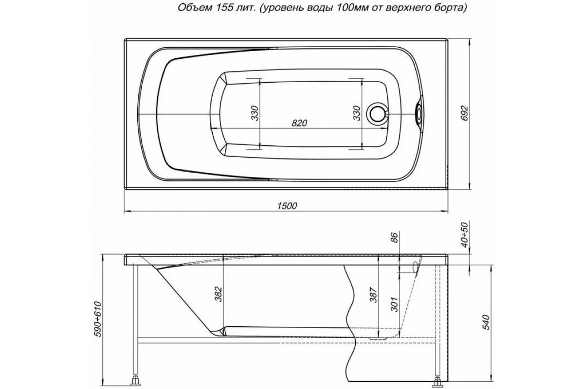 Приобрести aquanet фронтальная панель для ванны roma 150 см, белая
