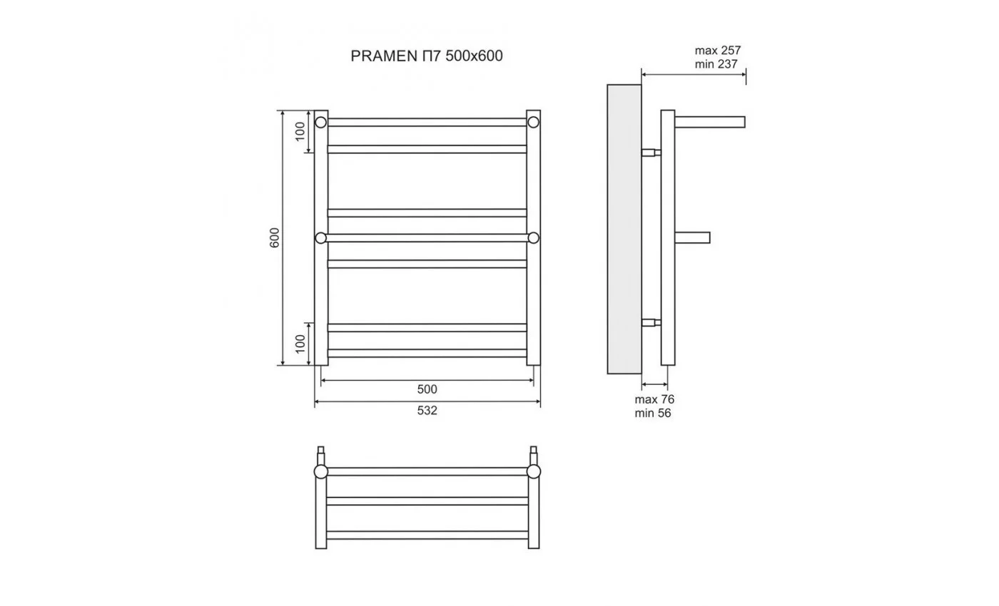 Приобрести lemark полотенцесушитель pramen п7 500x600 мм водяной, хром lm33607