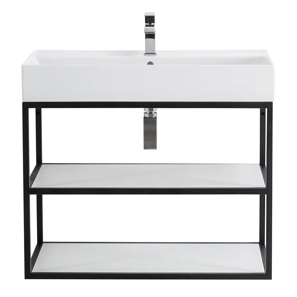 Приобрести cezares тумба подвесная с раковиной cadro 80 см см, двухярусная nero, черная cadro-80/46/58-2c-so-met-st